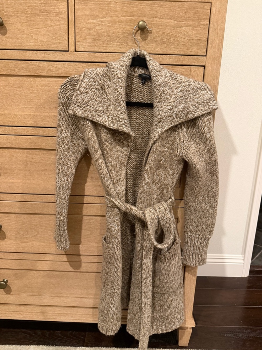 Talbots chunky Knit wrap sweater with tie